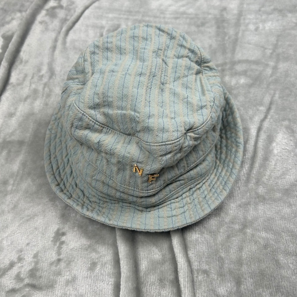 Nick Fouquet Quilted Pinstripe Bucket Hat Cotton Medium NF Logo